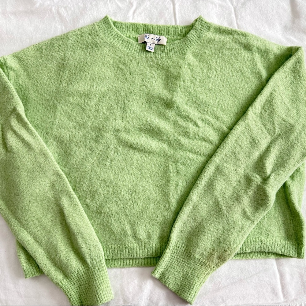 She + Sky Light Green Crew Neck Sweater